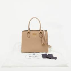 Pre Owned Prada Beige Saffiano and Soft City Leather Tote