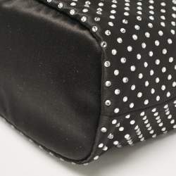 Prada Black Nylon Crystals Embellished Drawstring Pouch