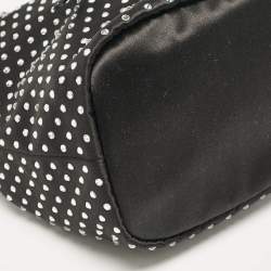 Prada Black Nylon Crystals Embellished Drawstring Pouch