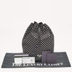 Prada Black Nylon Crystals Embellished Drawstring Pouch
