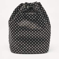 Prada Black Nylon Crystals Embellished Drawstring Pouch