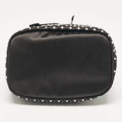 Prada Black Nylon Crystals Embellished Drawstring Pouch