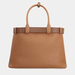 Prada Saddle Brown Pebbled Calfskin Buckle Leather Bag