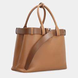 Prada Saddle Brown Pebbled Calfskin Buckle Leather Bag