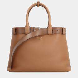 Prada Saddle Brown Pebbled Calfskin Buckle Leather Bag