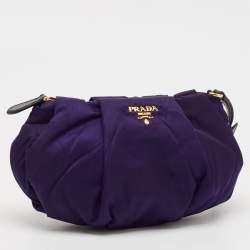Prada Purple Pleated Nylon Wristlet Clutch