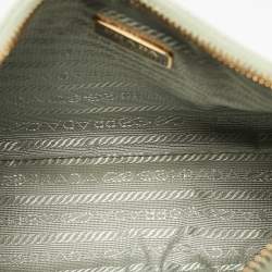 Pre Owned Prada Light Green Nylon Re-Edition 2005 Baguette Bag