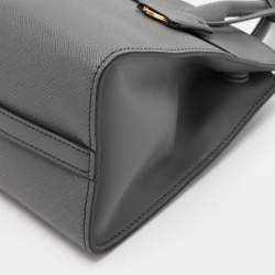 Pre Owned Prada Grey Saffiano and City Leather Paradigme Tote