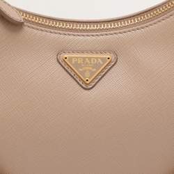 Pre Owned Prada Beige Saffiano Lux Leather Re-Edition 2005 Shoulder Bag