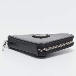 Prada Black Leather Triangle Pouch