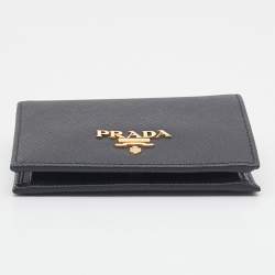 Pre Owned Prada Black Saffiano Metal Leather Bifold Wallet