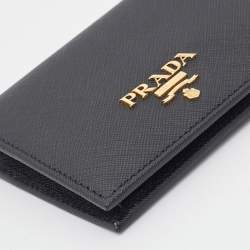Pre Owned Prada Black Saffiano Metal Leather Bifold Wallet