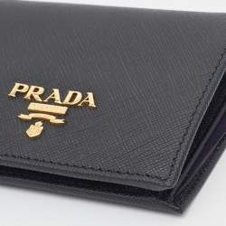 Pre Owned Prada Black Saffiano Metal Leather Bifold Wallet