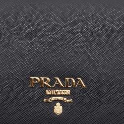Pre Owned Prada Black Saffiano Metal Leather Bifold Wallet