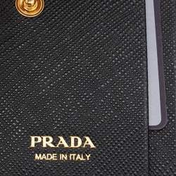 Pre Owned Prada Black Saffiano Metal Leather Bifold Wallet