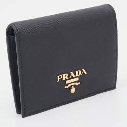 Pre Owned Prada Black Saffiano Metal Leather Bifold Wallet