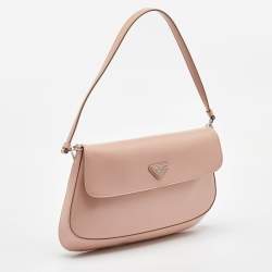 Prada Light Pink Leather Cleo Flap Shoulder Bag