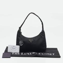 Prada Black Nylon Mini Re-Edition 2000 Baguette Bag