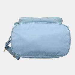 Prada Sky Blue Nylon and Ostrich Leather Backpack