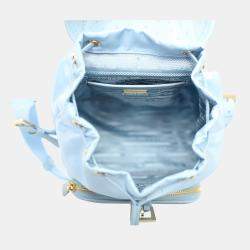 Prada Sky Blue Nylon and Ostrich Leather Backpack
