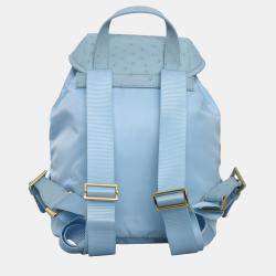 Prada Sky Blue Nylon and Ostrich Leather Backpack