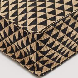 Prada Black/Beige Triangolo Symbole Embroidered Jacquard Large Tote