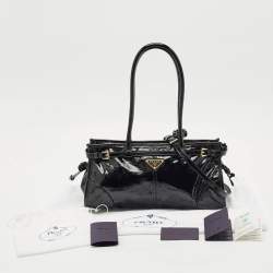 Pre Owned Prada Black Patent Leather Medium Bonnie Tote