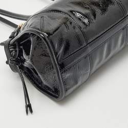 Pre Owned Prada Black Patent Leather Medium Bonnie Tote