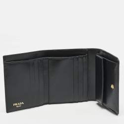 Prada Black Vitello Move Leather Trifold Wallet