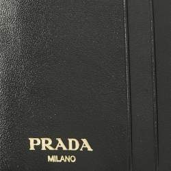 Prada Black Vitello Move Leather Trifold Wallet