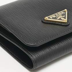 Prada Black Vitello Move Leather Trifold Wallet