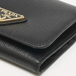 Prada Black Vitello Move Leather Trifold Wallet