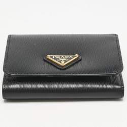 Prada Black Vitello Move Leather Trifold Wallet
