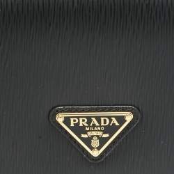 Prada Black Vitello Move Leather Trifold Wallet
