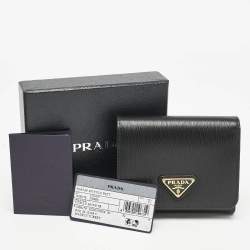 Prada Black Vitello Move Leather Trifold Wallet