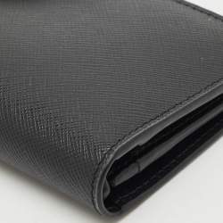 Prada Black Saffiano Leather Logo Plaque Wallet