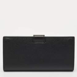Prada Black Saffiano Leather Logo Plaque Wallet