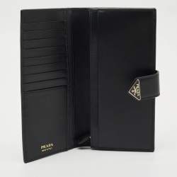 Prada Black Saffiano Leather Logo Plaque Wallet