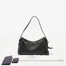Prada Black Leather Medium Aimee Shoulder Bag