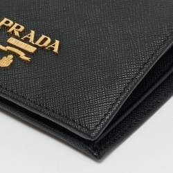 Pre Owned Prada Black Saffiano Leather Bifold Wallet