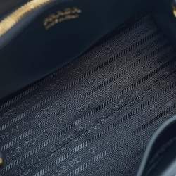 Pre Owned Prada Black Saffiano Cuir Leather Small Monochrome Tote