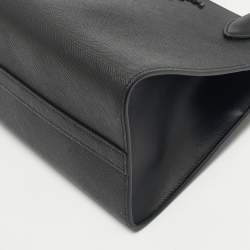 Pre Owned Prada Black Saffiano Cuir Leather Small Monochrome Tote