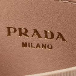 Pre Owned Prada Beige Vitello  Move Leather Logo Card Holder