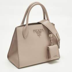 Pre Owned Prada Dusty Pink Saffiano Cuir Leather Small Monochrome Tote