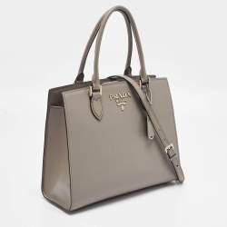 مملوكة مسبقًا Prada Medium Dark Beige Saffiano Lux Leather Tote