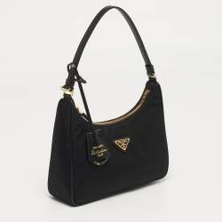 مملوكة مسبقًا حقيبة برادا رصدت 2005 صغيرة سوداء نايلون مُعاد وخاص جلد سافيانو