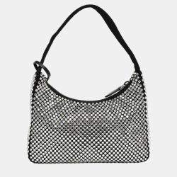 Pre Owned Prada Black Satin Crystal Re-Edition Mini Shoulder Bag