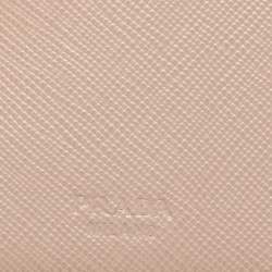 Pre Owned محفظة بريدا جلد سافيانو معدني وردي قابلة للطي بشكل ثنائي