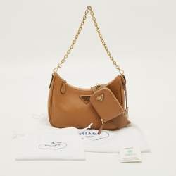 Pre Owned Prada Re-Edition 2005 Brown Saffiano Leather Shoulder Bag