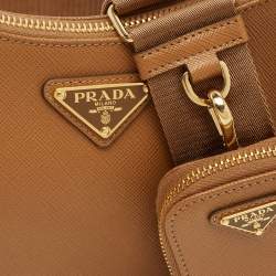 Pre Owned Prada Re-Edition 2005 Brown Saffiano Leather Shoulder Bag